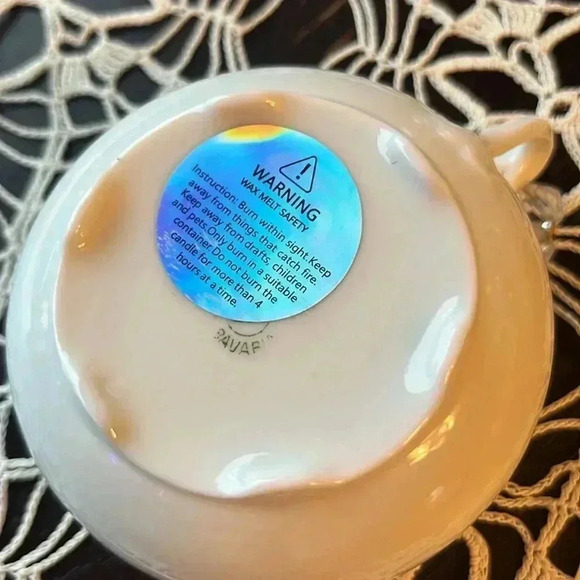 Hand Poured SoyCandle Upcycled Vintage Cup and Vintage Glass Bead Charm “Winter” - Picture 8 of 9